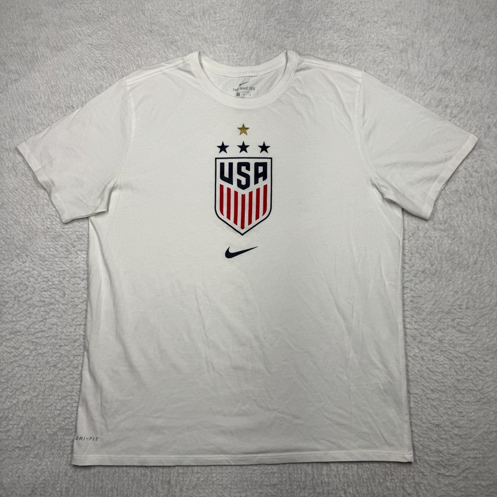 Nike Dri Fit Team USA Short Sleeve Shirt White Men's Size XL